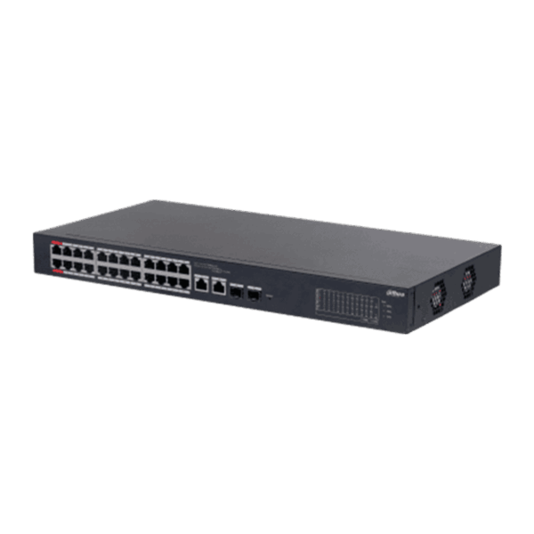 Switch PoE, Dahua, 24 puertos, 2 uplink, 10/100/1000Mbsps, 240W, Watchdog, 2 SFP, DH-S3226-24ET-240
