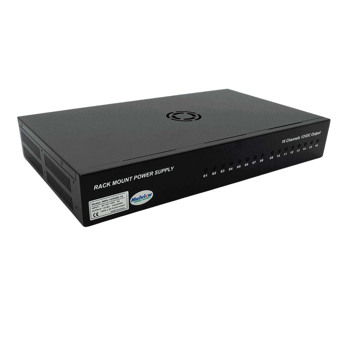 Fuente de poder, dlx, CCTV, montaje rack, 16 CH, 12V-33A, MPS1US40016