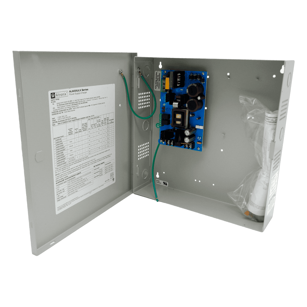 Fuente de alimentación/cargador, Altronix, salida única, 12/24VDC-6A, 115VAC, caja BC300, AL600ULX