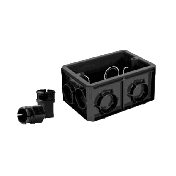 Caja rectangular Poliflex color negro con conectores 1/2" y 3/4" 4952