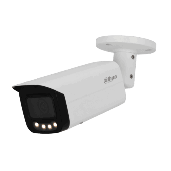 Cámara Bullet Dahua IP, 4MP, lente fijo 2.8 mm, iluminador cálido 60m, IP67, micrófono incorporado, ePoE