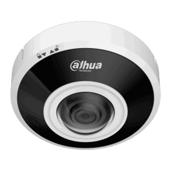 Cámara Fisheye Dahua IP, 6MP, Onvif, lente 1.68mm, IR15m, WizMind, con memoria 512GB, DH-IPC-EBW5641-AS
