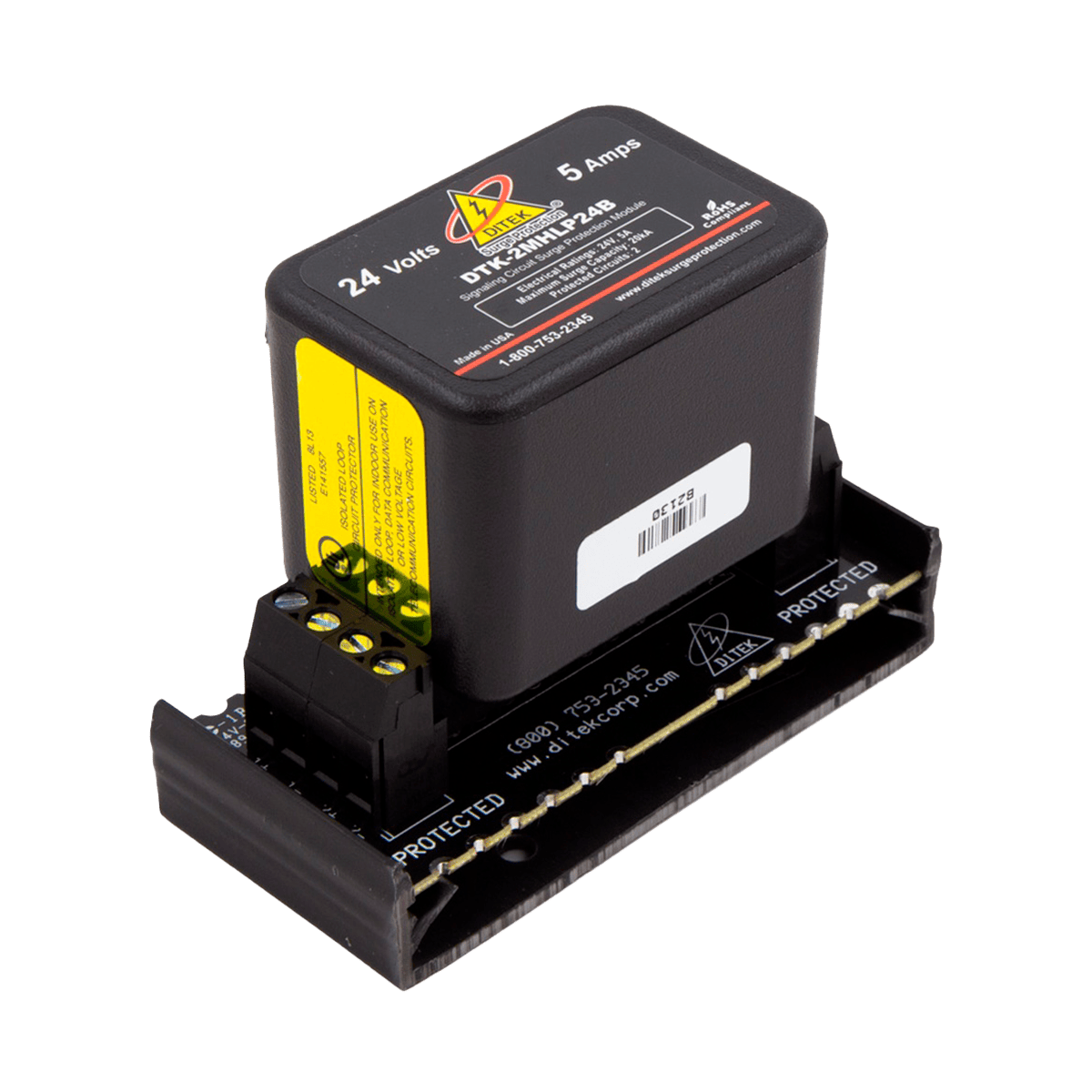 Módulo de supresión, Ditek, reemplazable, 24V, 2 pares, DTK-2MHLP24BWB